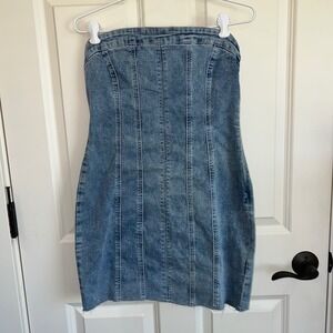 NWT Princess Polly Houser Strapless‎ Mini Dress Denim Size 8